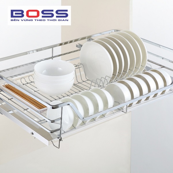 GIÁ XOONG NỒI NAN DẸT KẾT HỢP BÁT ĐĨA DỰ TRỮ INOX 304 MỜ RAY ÂM GIẢM CHẤN BOSS BDVIP146