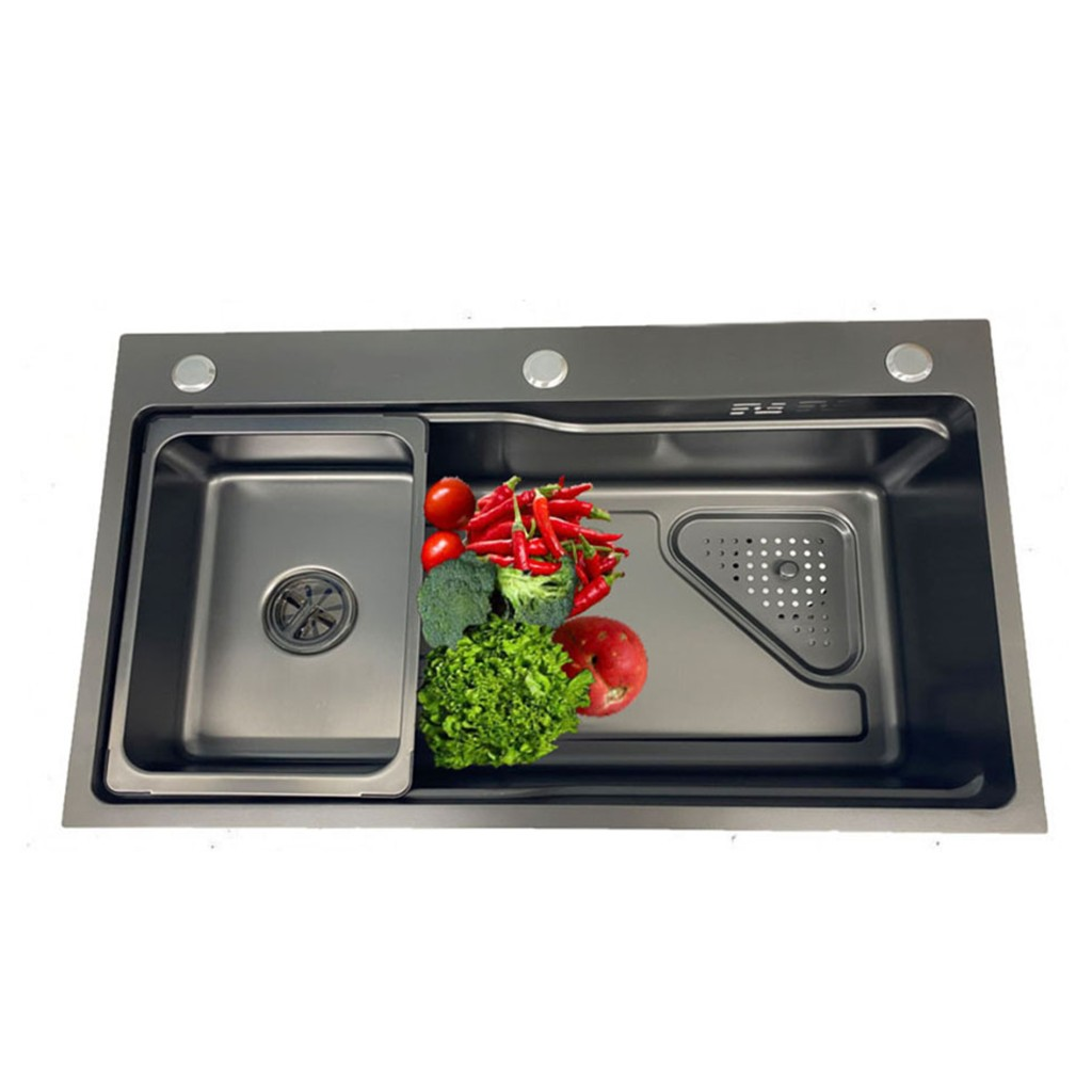 CHẬU RỬA HANMADE 1 HỐ MÀU ĐEN BUCHEN BU7546 NANO