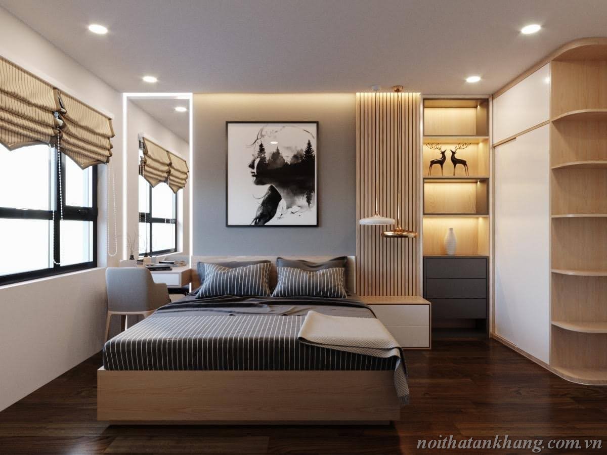 Bộ phòng ngủ Master gỗ MDF lõi xanh chống ẩm phủ Melamine