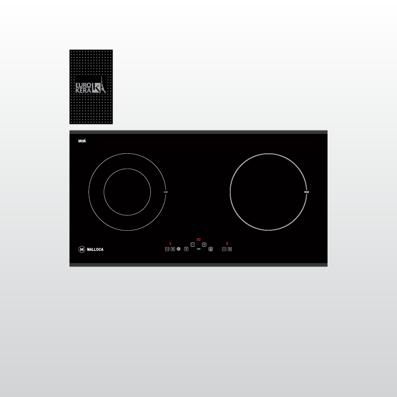 Bếp kính âm 1 điện, 1 từ Malloca MH-02IR D