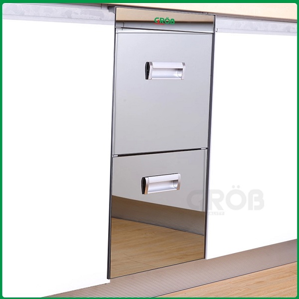 Thùng gạo 2 khoang mặt gương Grob RB2-300W