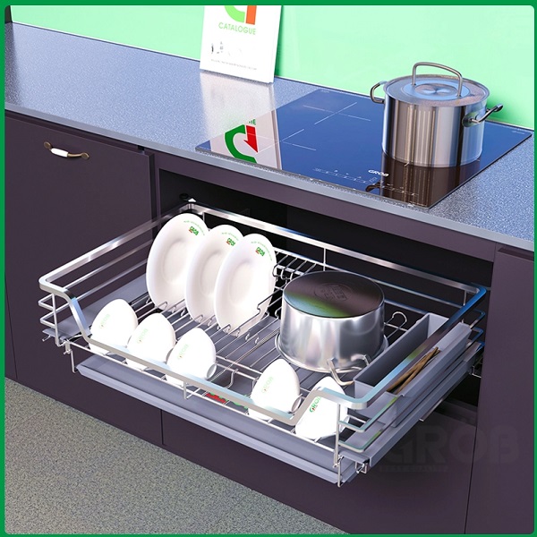 Kệ đựng bát đĩa nan vuông inox 304 CR304-61 NEW