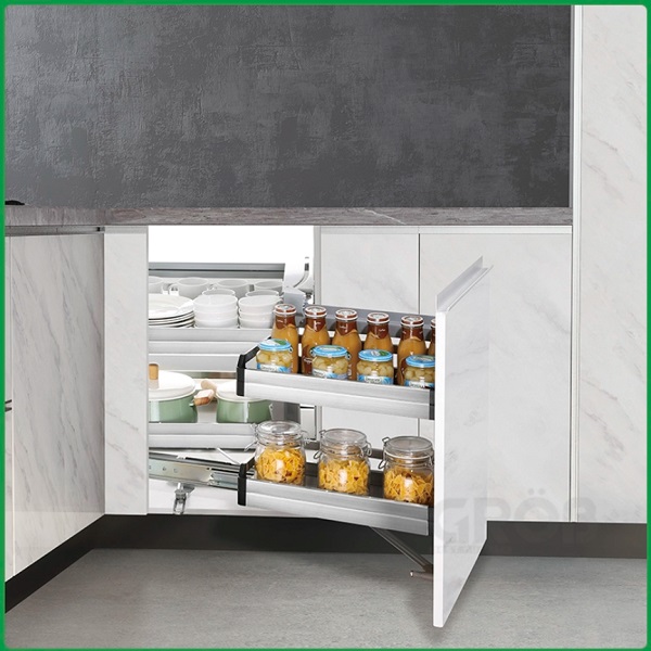 Kệ góc liên hoàn inox hộp Grob GH-90L (TRÁI) 