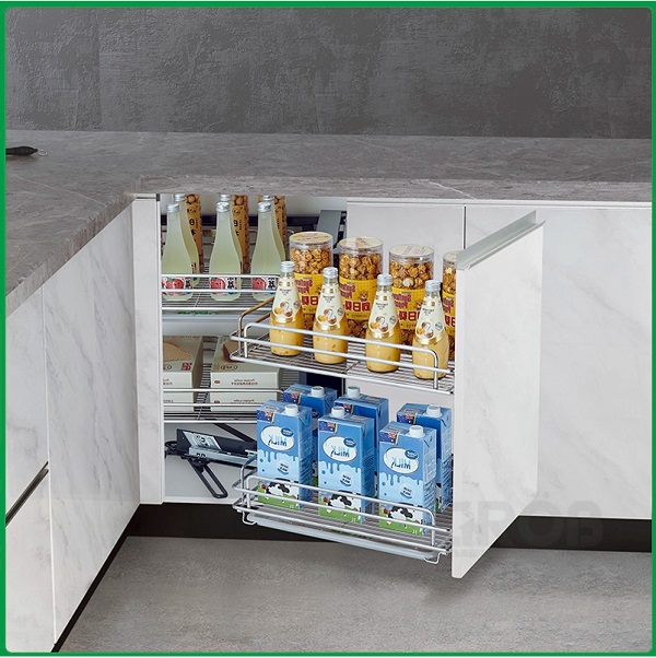 Kệ góc liên hoàn Nan Oval Inox SUS304 Grob GO304-90R (Phải)