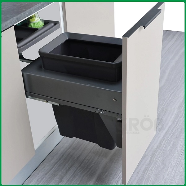 Thùng rác đơn ray âm giảm chấn gắn cánh Grob C1A06-130
