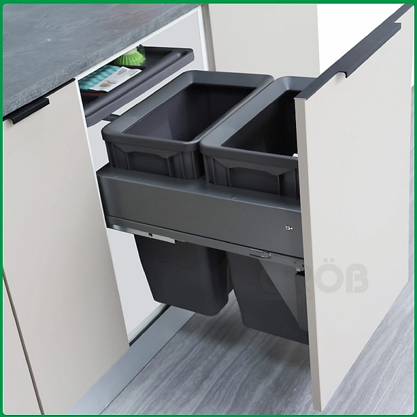 Thùng rác đôi ray âm giảm chấn gắn cánh Grob C1A06-145