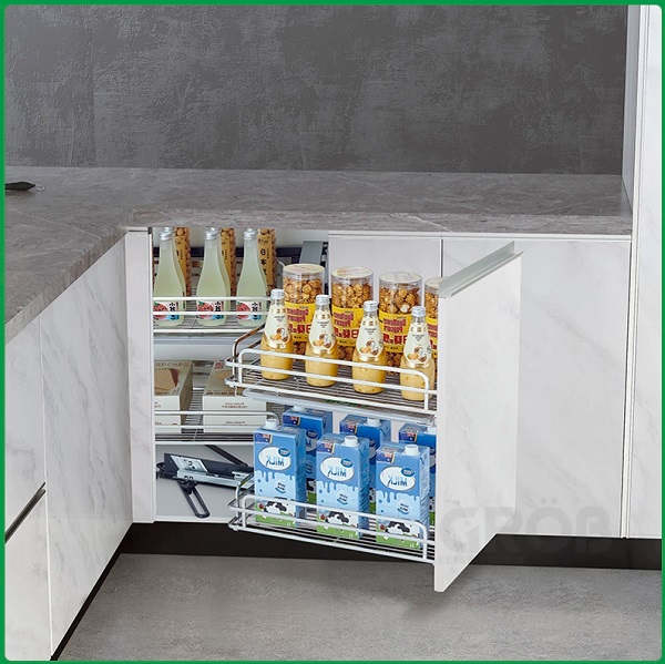 Kệ góc liên hoàn nan dẹt inox 304 GC304-90R (phải)