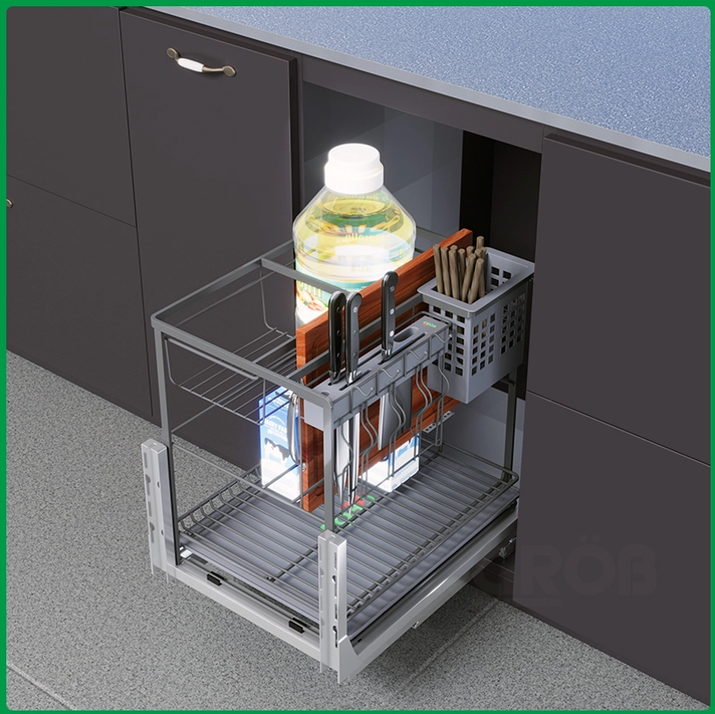 Kệ đựng dao thớt, chai lọ hợp kim sơn Nano Grob GP-35