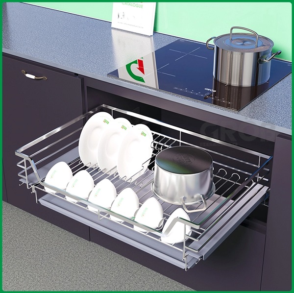 Kệ đựng bát đĩa đa năng nan dẹt inox 304 Grob GC304-80 