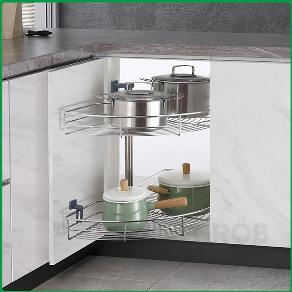 Mâm xoay 180 nan tròn inox mạ crom Grob GR-180A