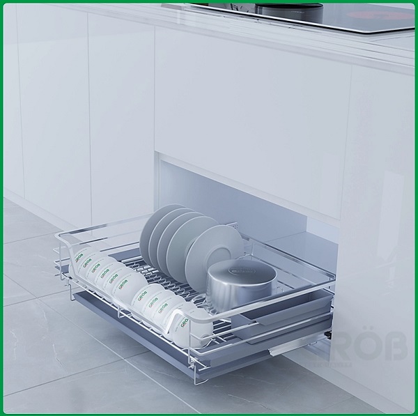Kệ đựng bát đĩa đa năng nan vuông inox mạ crom Grob CR-91