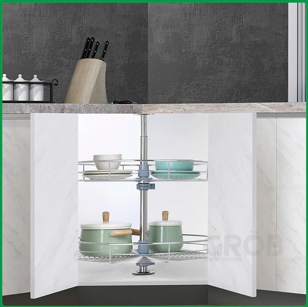 Mâm xoay 360 nan tròn inox mạ crom Grob GR-360A