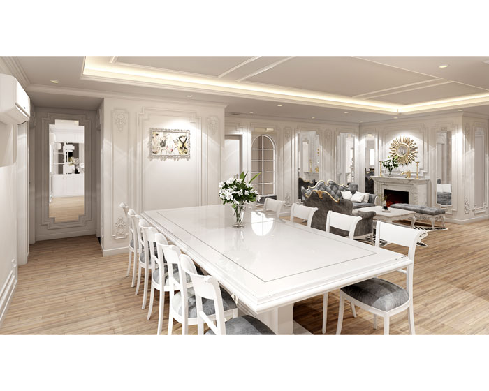 Bàn ăn gỗ MDF phun sơn chống ẩm 2K