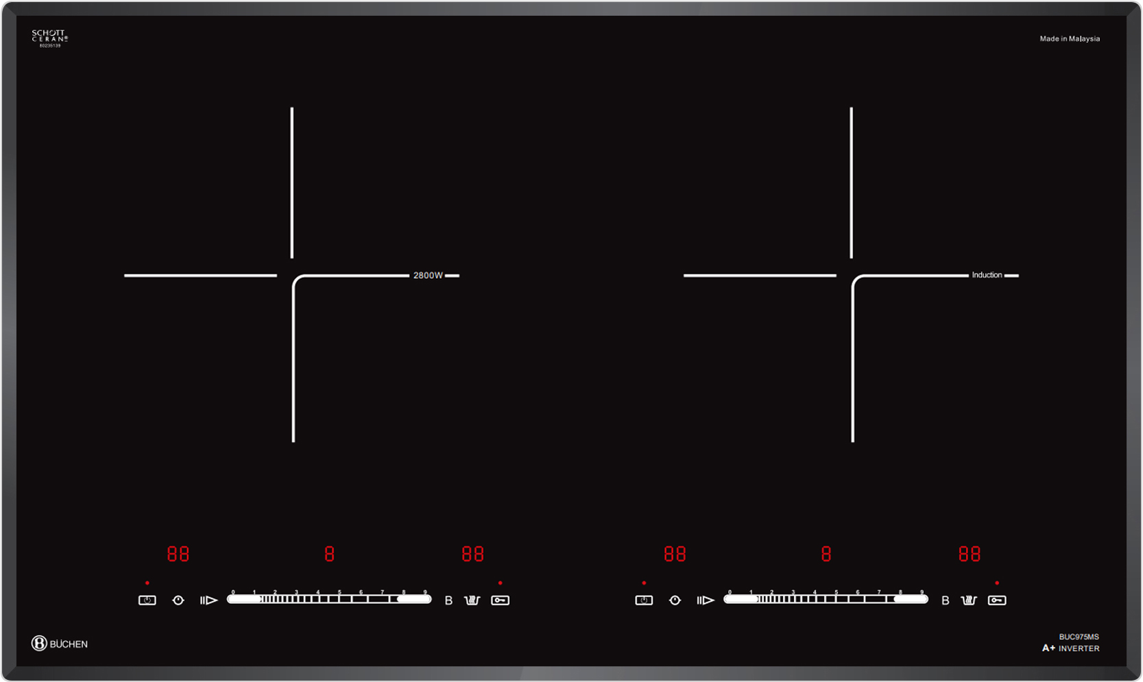 BẾP 2 TỪ BUCHEN BU975MS - MADE IN MALAYSIA