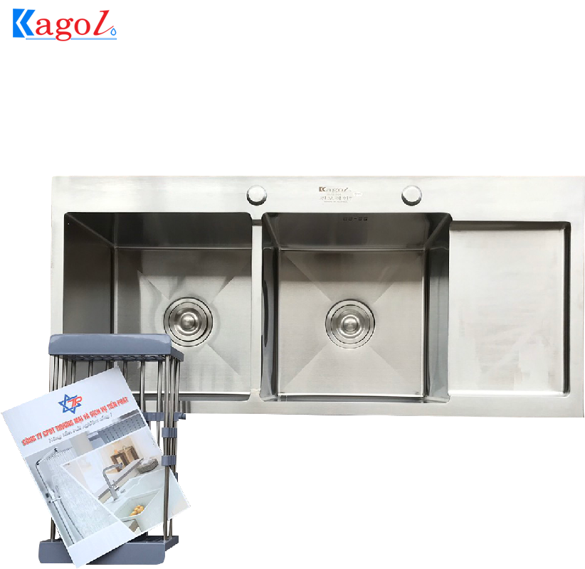 Chậu rửa bát Kagol hai hố có bàn chờ K10045