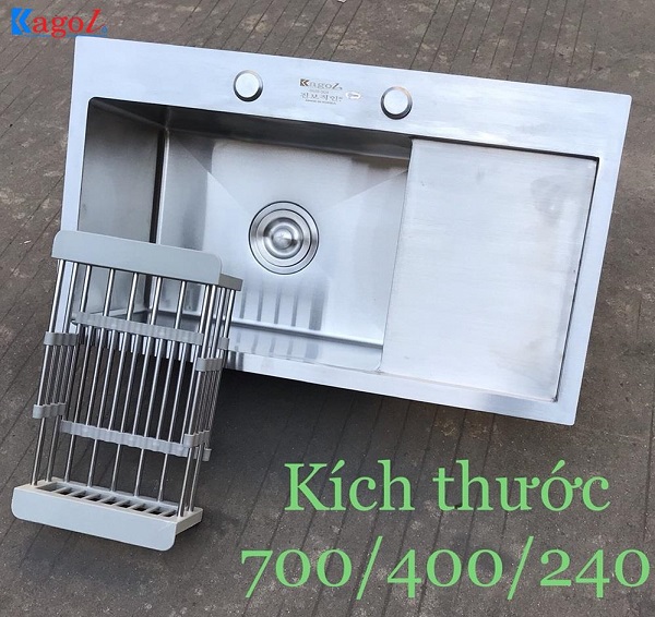Chậu rửa bát Kagol inox một hố có bàn chờ K7040B
