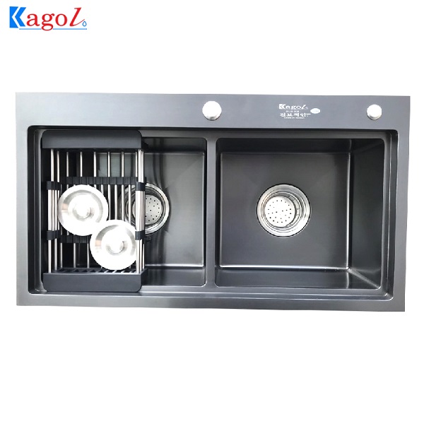 Chậu rửa bát Kagol inox phủ nano bậc thang cân KND8245 BT CÂN