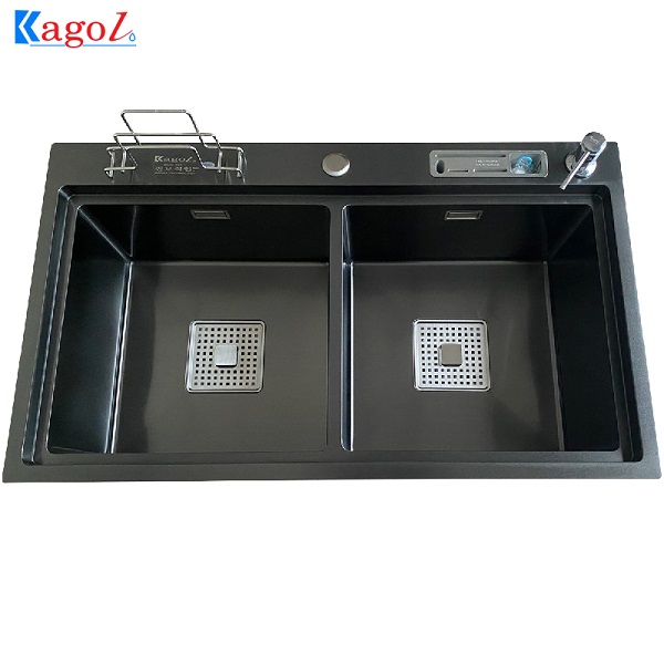 Chậu rửa bát Kagol hai hố cân có cài dao KND8248 BT CD