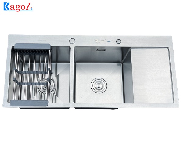 Chậu rửa bát Kagol hai hố có bàn chờ inox 304 K10045