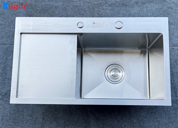 Chậu rửa bát Kagol inox một hố có bàn chờ trái K7040BT