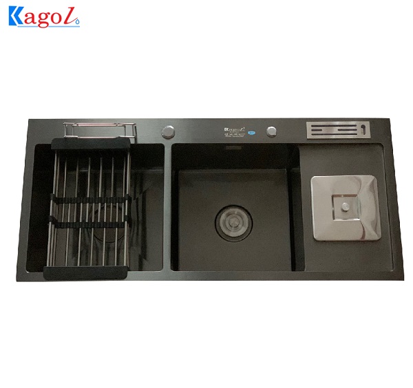 Chậu rửa bát Kagol nano có bàn chờ - cài dao, hố rác KND10045 DR