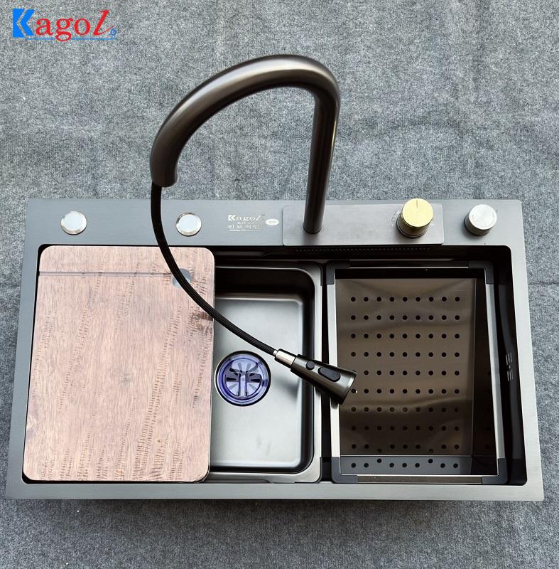 Combo chậu vòi Kagol inox phủ nano KND7545-XT