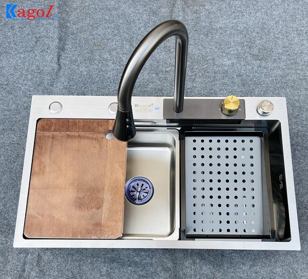 Combo chậu vòi xả thác Kagol 1 hộc inox K7545 XT