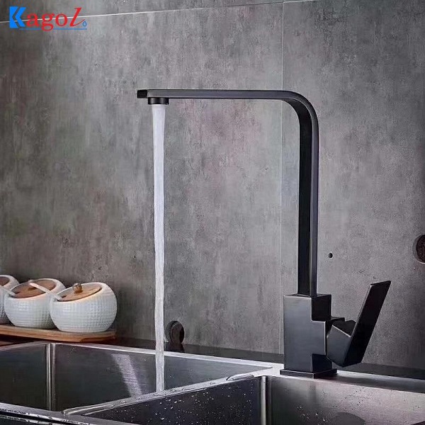 Vòi rửa bát Kagol nóng lạnh cần cứng vuông, phủ nano K5