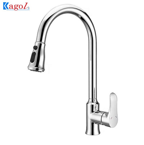 Vòi rửa bát Kagol cần rút, nóng lạnh, lõi đồng K18
