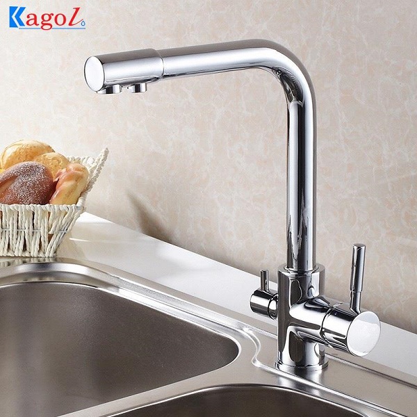 Vòi rửa bát Kagol đồng mạ ba đường nước K22