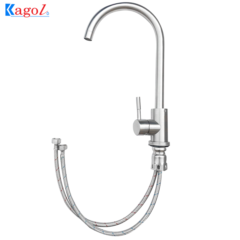  Vòi rửa bát Kagol inox sus 304 cần cứng hai đường nước K03
