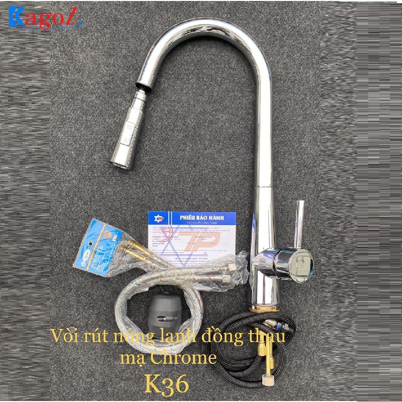  Vòi rửa bát Kagol cần rút dài chất liệu đồng K36