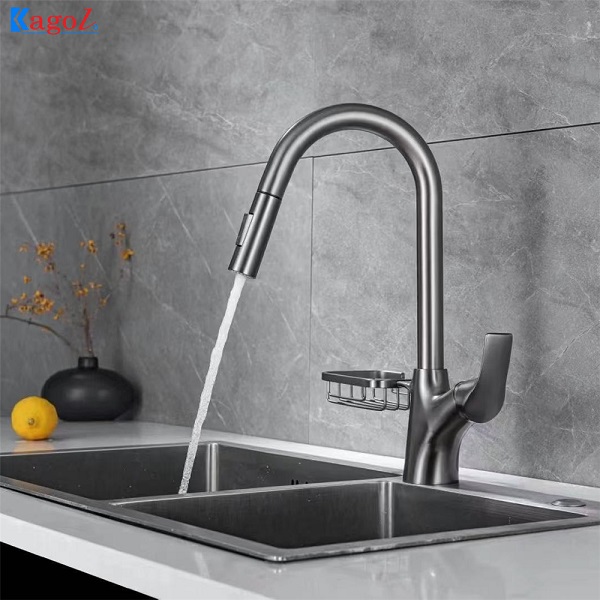 Vòi rửa bát Kagol cần rút dài, có khay đựng khăn lau K64