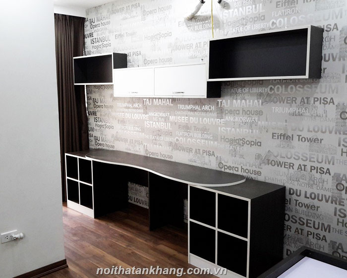 Bộ bàn học đôi + giá sách gỗ MDF chống ẩm