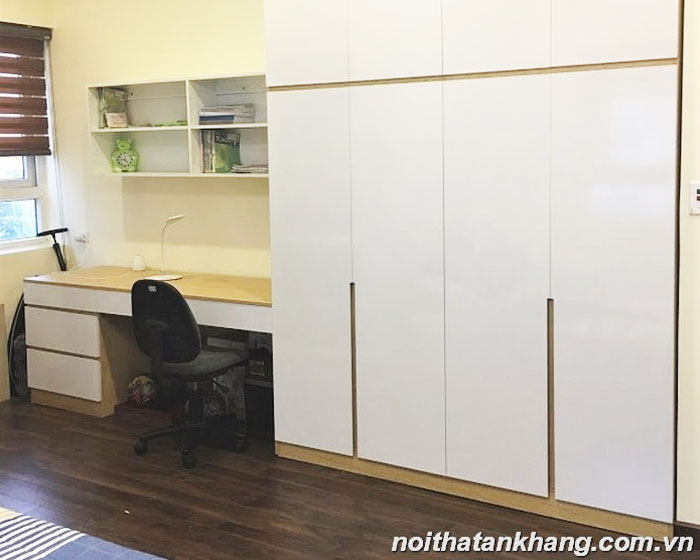 Tủ quần áo kết hợp bàn học gỗ MDF chống ẩm An Cường