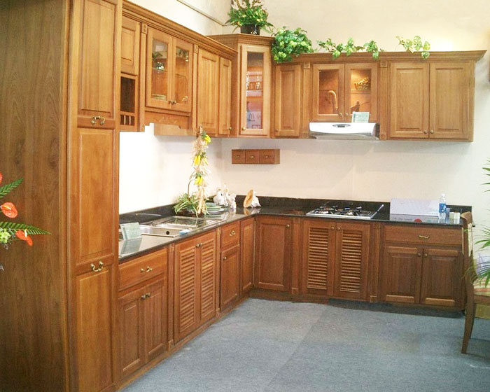 Tủ bếp gỗ Sồi Mỹ