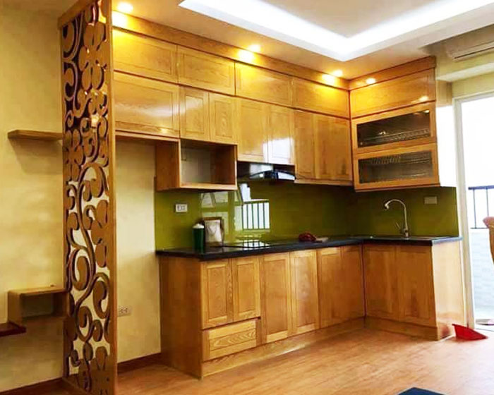 Tủ bếp gỗ tự nhiên Sồi Nga