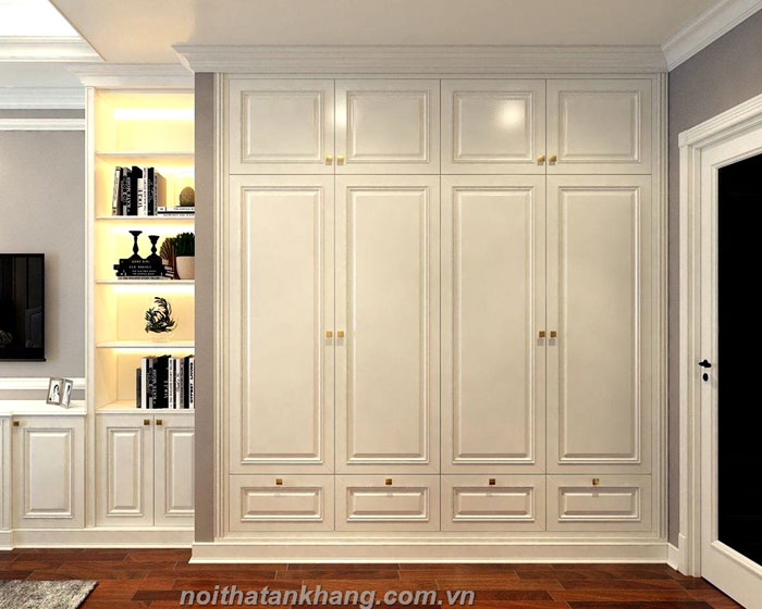 Tủ để đồ phòng khách gỗ MDF lõi xanh chống ẩm phun sơn 2K