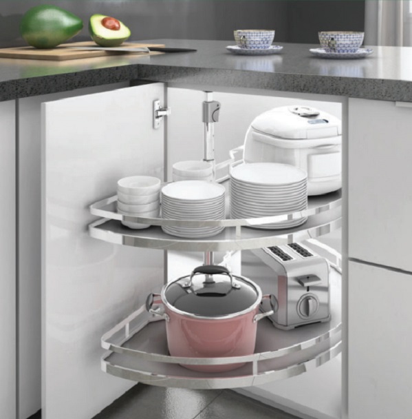 Mâm xoay 180 nan dẹt Inox SUS304 đáy Melamin Grob GM304-180.8