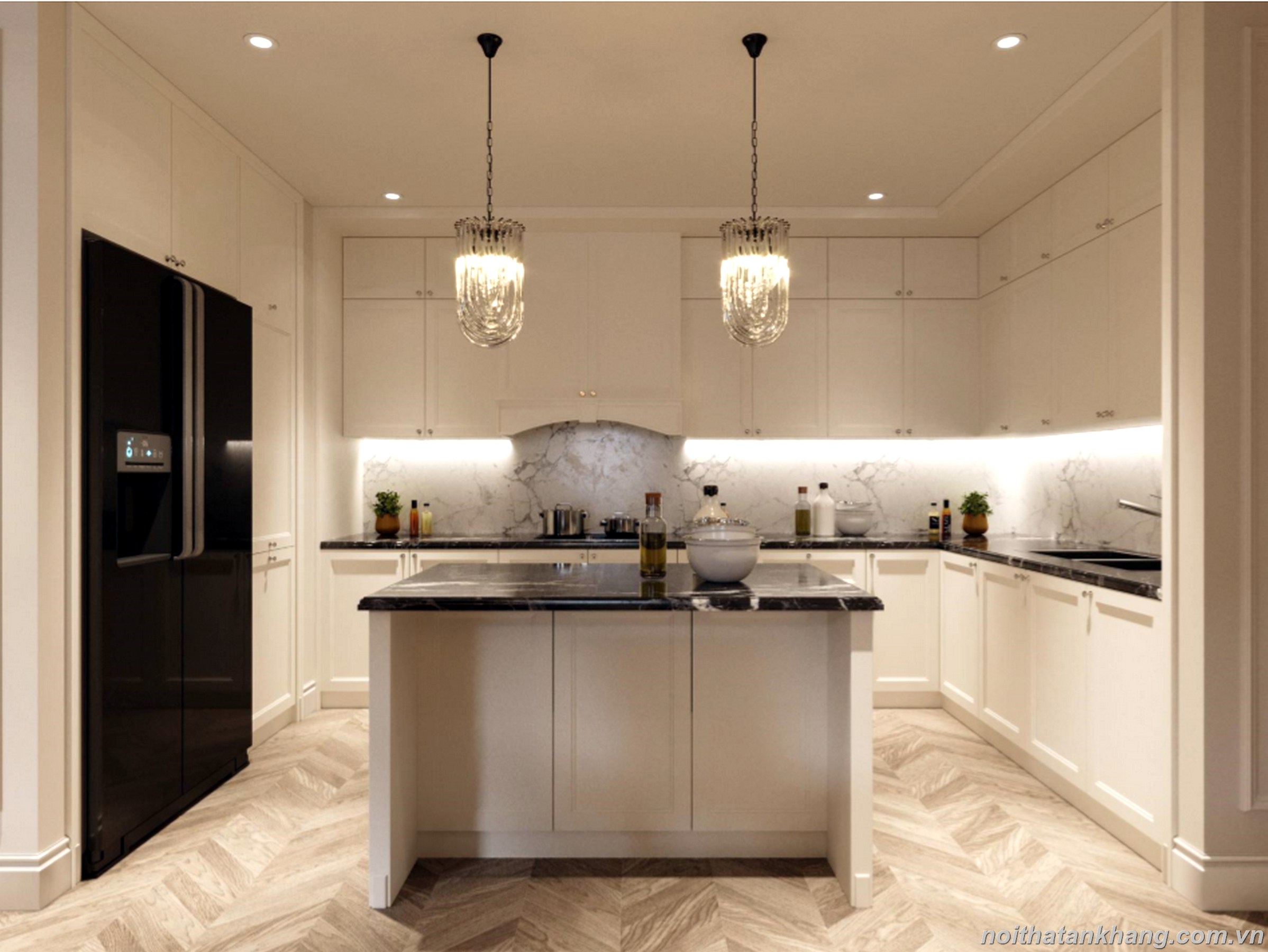 Tủ bếp gỗ MDF chống ẩm phun sơn 2K 