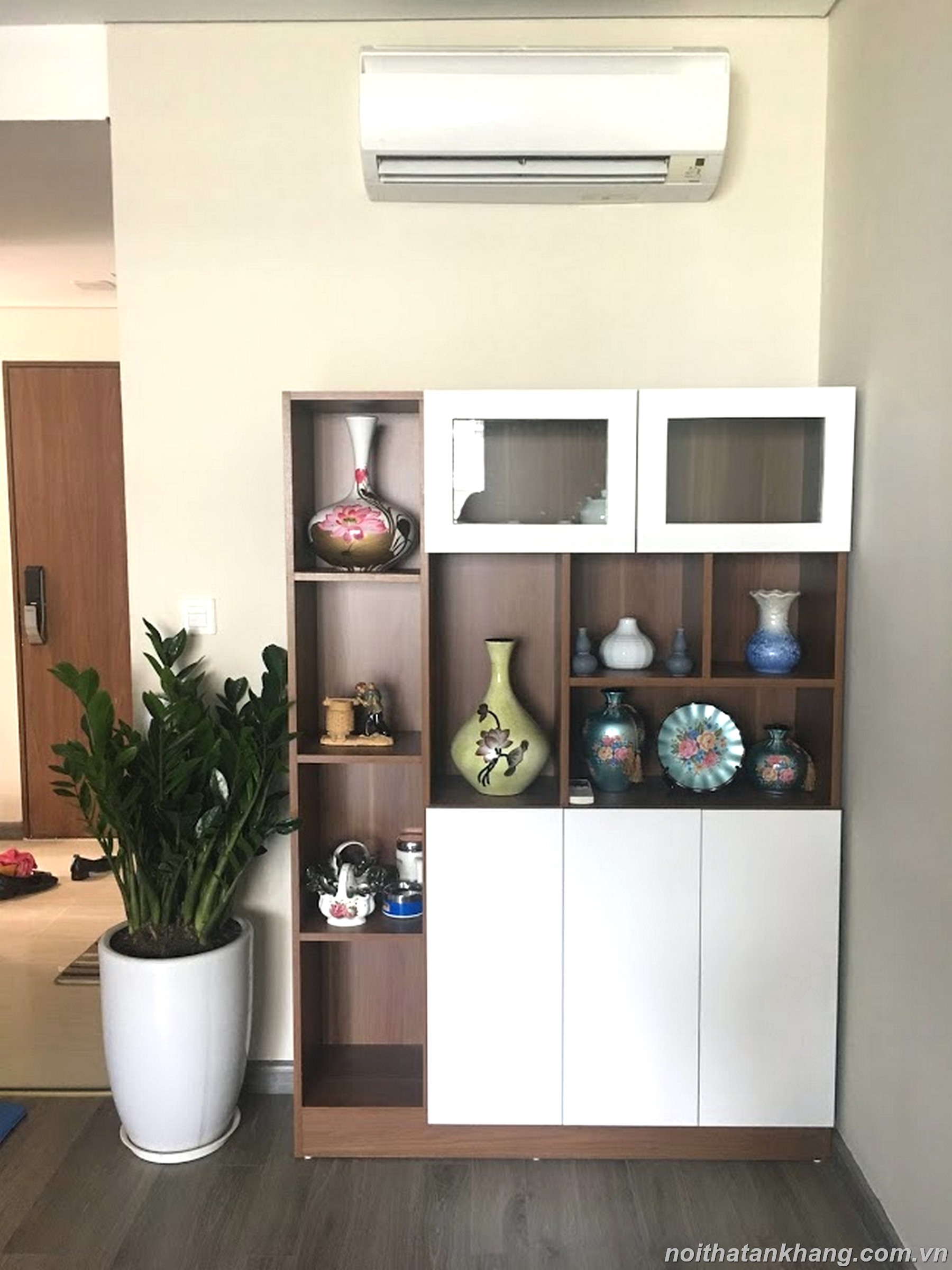 Tủ để đồ phòng khách cỡ nhỏ gỗ MDF lõi xanh chống ẩm phủ Melamine
