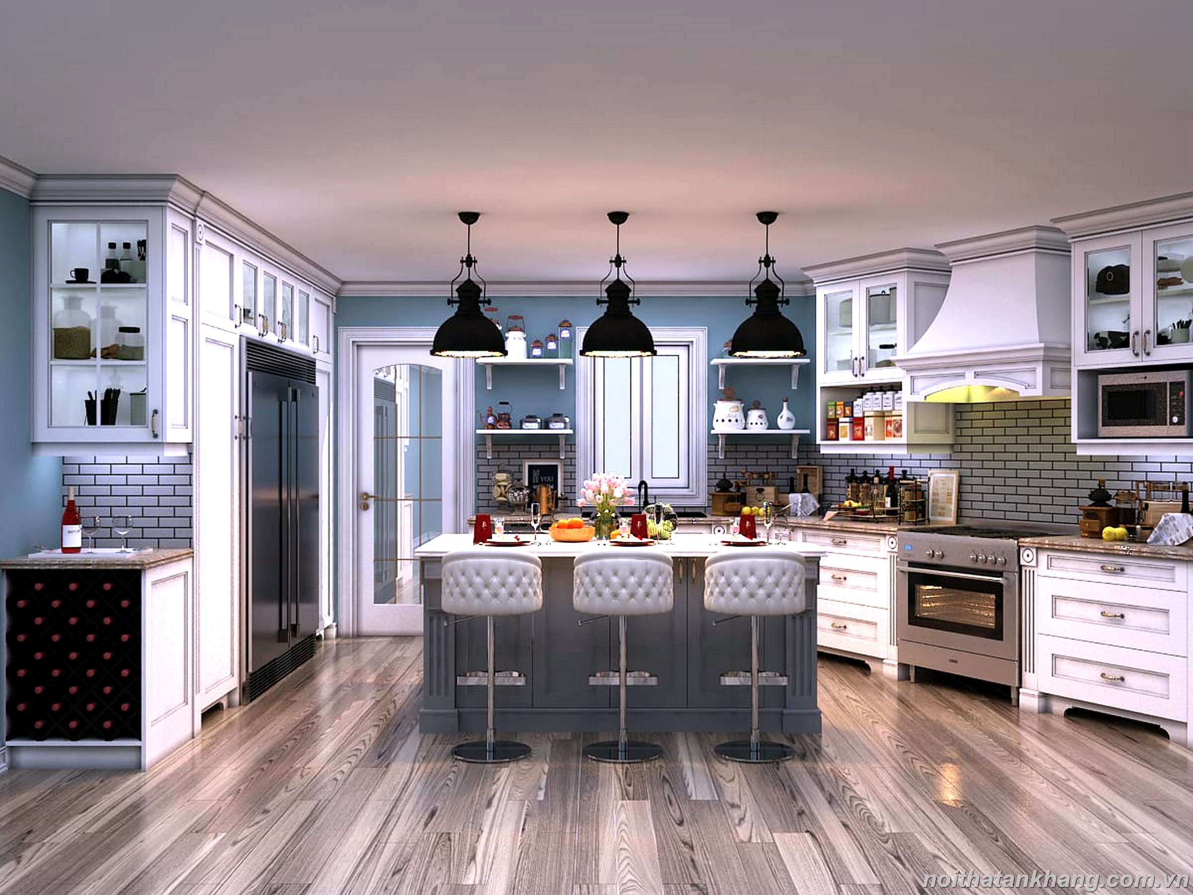 Tủ bếp phong cách Tân Cổ Điển châu Âu