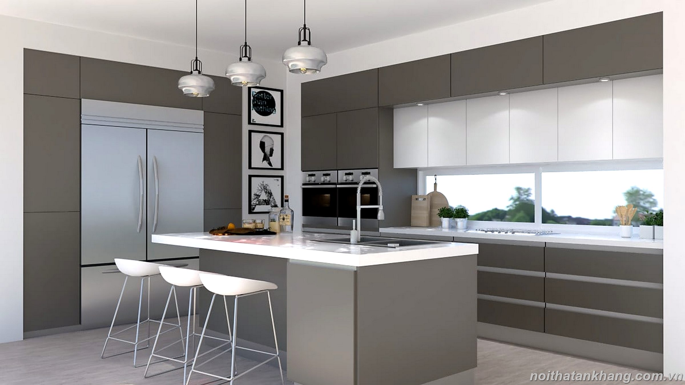 Thiết kế tủ bếp Acrylic hiện đại