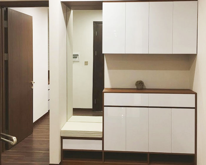 Tủ giày kết hợp ghế ngồi đi giày gỗ MDF lõi xanh