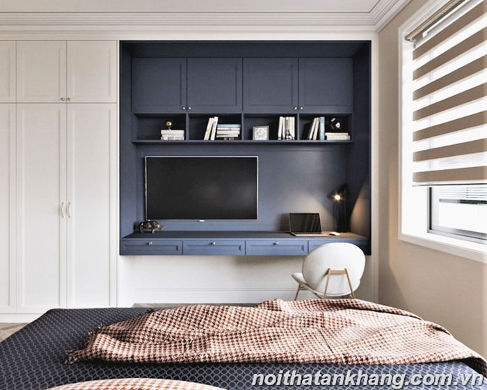 Kệ TV kết hợp bàn làm việc gỗ MDF chống ẩm phun sơn