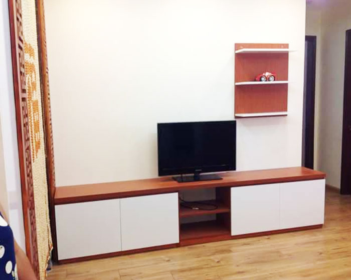 Kệ tivi gỗ Laminate trắng bóng