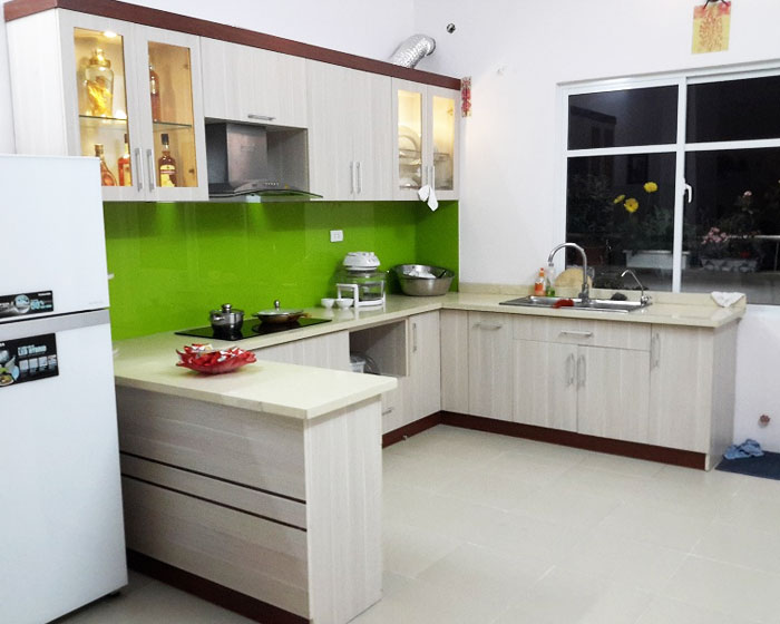 Tủ bếp gỗ MFC nhà chị Hường - Thanh Đàm