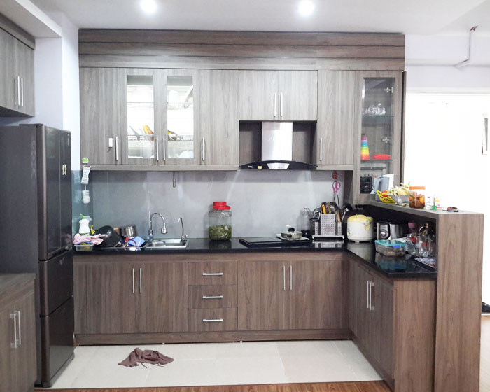 Tủ bếp gỗ MFC nhà anh Hiệp - Trung Văn