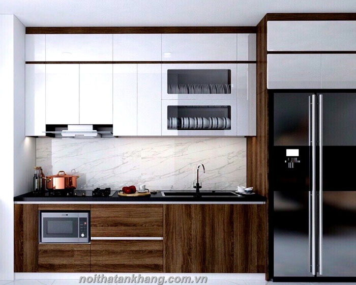 Tủ bếp gỗ Acrylic kết hợp Laminate
