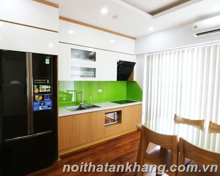 Tủ bếp gỗ MDF lõi xanh chống ẩm phủ Melamine kết hợp Acrylic